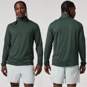 NWT Vuori Ease Performance 1/2 half zip long sleeve Top 2.0 Aspen Heather Green